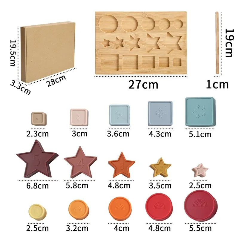 1 Set Silicone Building Blocks – Montessori Educational Toy & Baby Teether