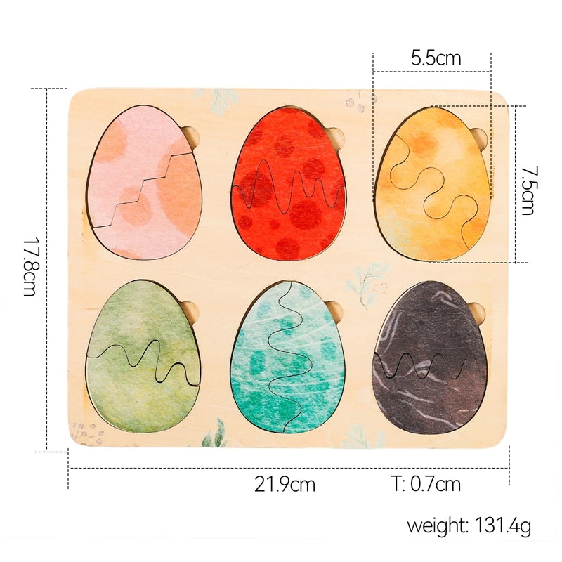 Montessori Wooden Egg & Animal Puzzle – Shape, Color & Sensory Educational Toy for Babies (0-6 Years)