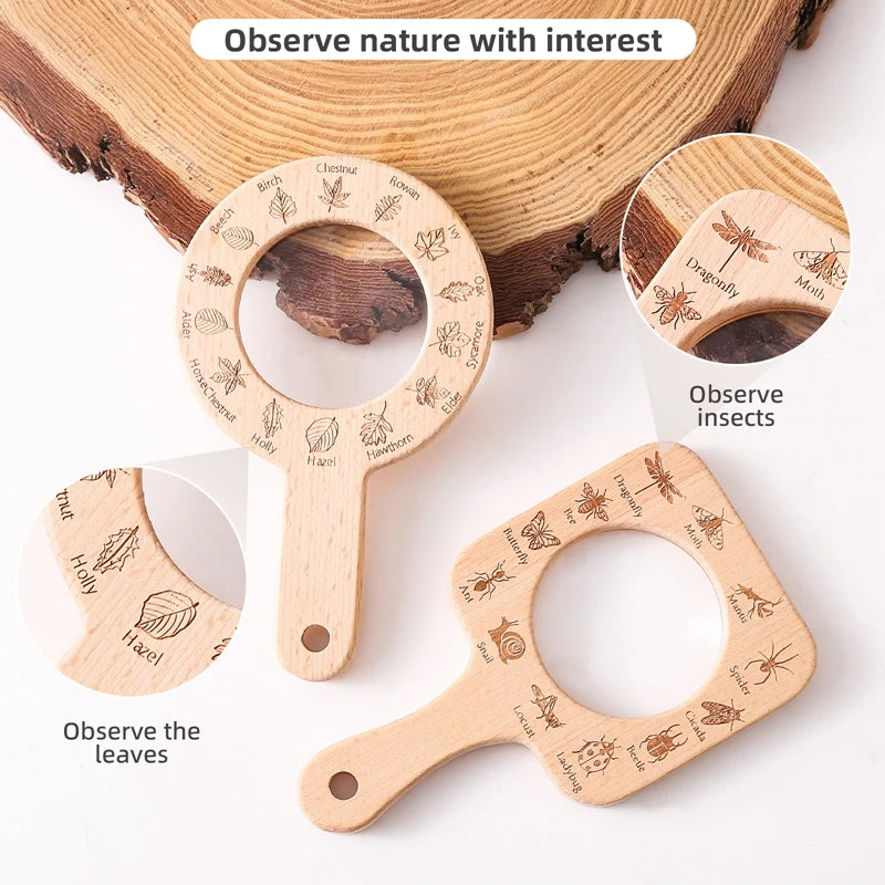 Montessori Wooden Magnifying Glass – Outdoor Exploration Toy for Kids