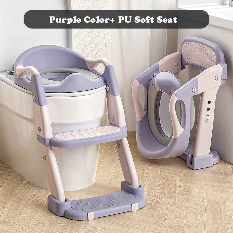 Purple and Pink potty Training step stool with a Soft Seat for the Toilet/Bathroom for Children