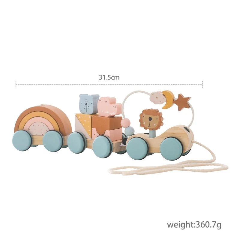 Wooden Montessori Train Set – Educational Birthday Toy for Toddlers & Kids