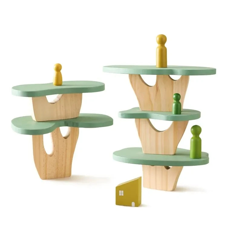 Montessori Forest House Stacking Toys – Wooden Sensory Blocks for Toddlers & Babies
