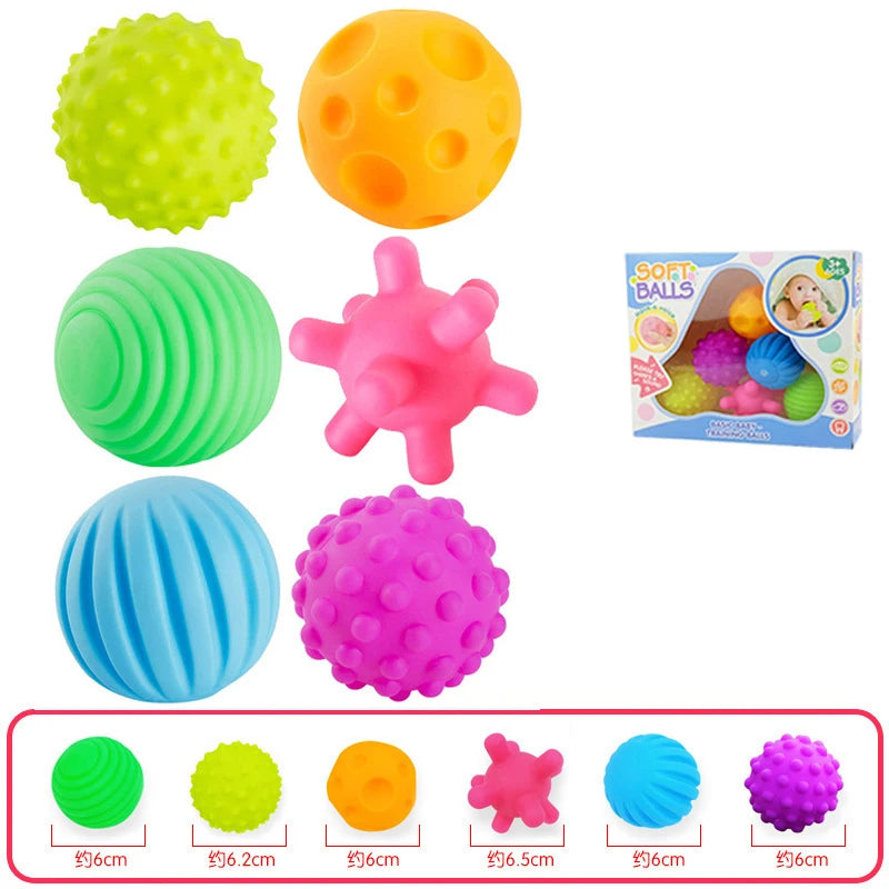 6Pcs Textured Multi Ball Set – Montessori Sensory Balls for Baby Tactile Development & Motor Skills