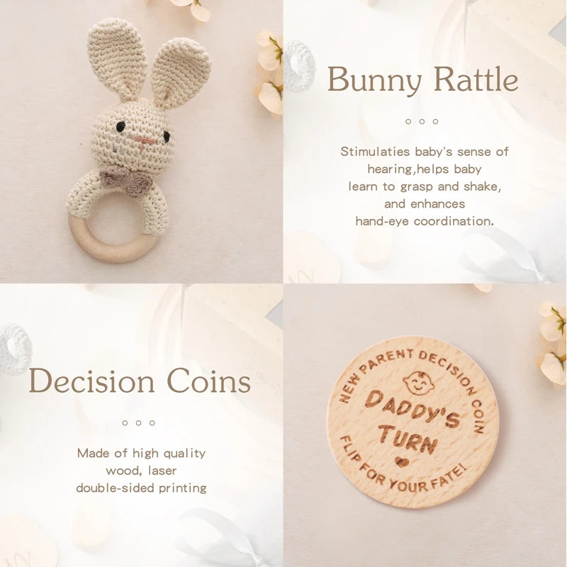 Baby Gift Set – Newborn Bath Toy, Wooden Rattle, Drool Towel, Baby Socks, Milestone Accessories & More – Unisex Newborn Essentials