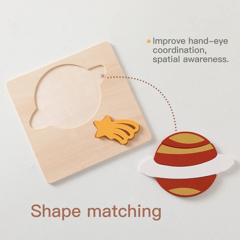 Montessori Wooden Animal Puzzle Set – Baby Educational Toy (0-12 Months & Up)