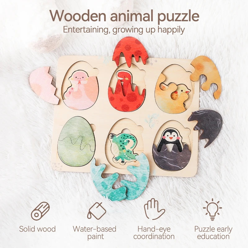 Montessori Wooden Egg & Animal Puzzle – Shape, Color & Sensory Educational Toy for Babies (0-6 Years)