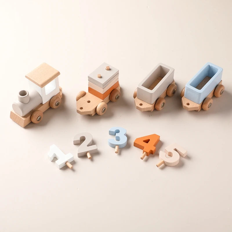 Wooden Montessori Train Set – Educational Birthday Toy for Toddlers & Kids