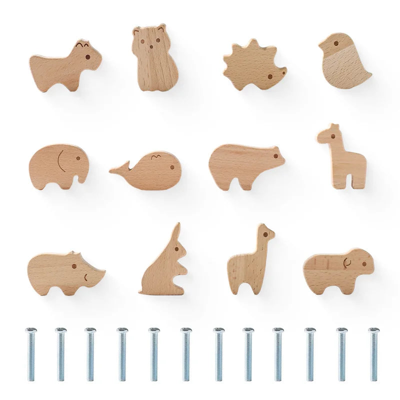 Boho Wooden Dresser Knob Set β Dinosaur, Rainbow & Cloud Decorative Drawer Pulls for Kids Room & Nursery
