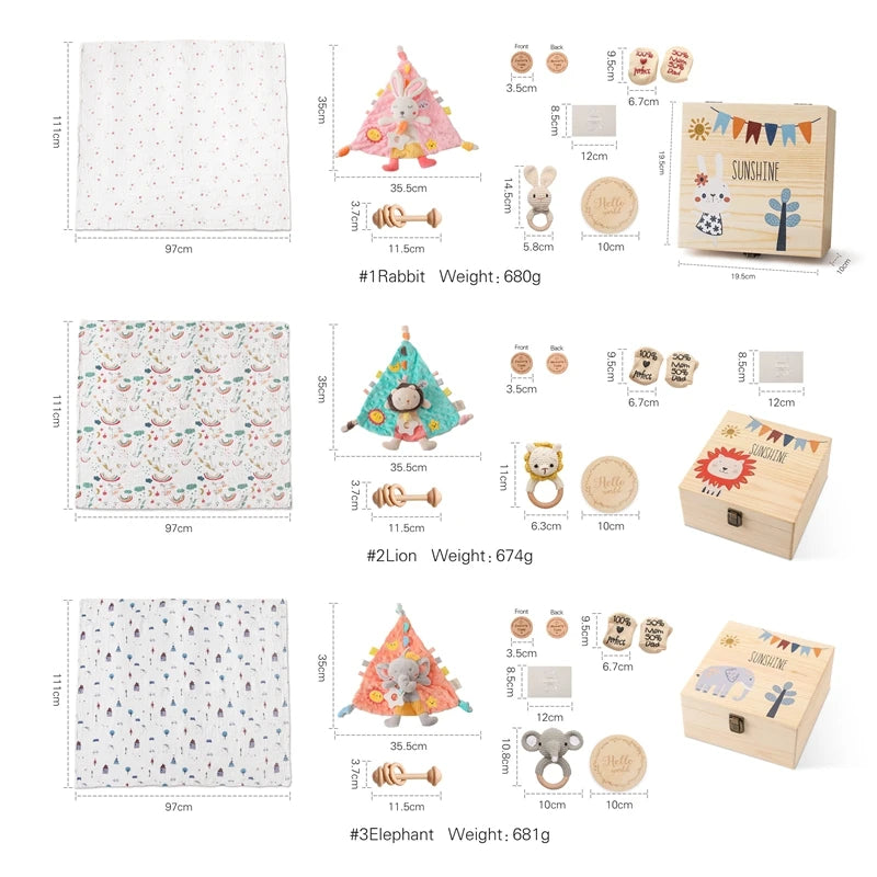 Baby Gift Set – Newborn Bath Toy, Wooden Rattle, Drool Towel, Baby Socks, Milestone Accessories & More – Unisex Newborn Essentials