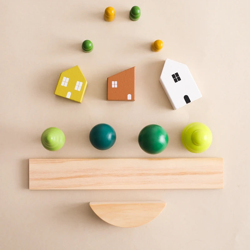 Montessori Forest House Stacking Toys – Wooden Sensory Blocks for Toddlers & Babies