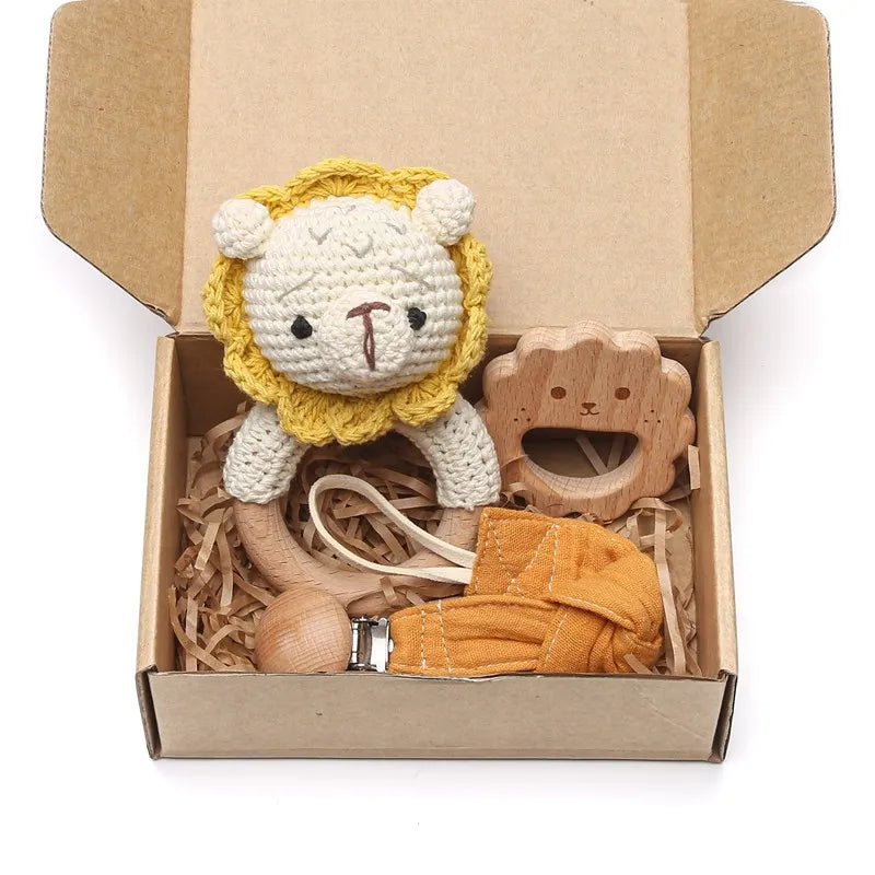 Premium Baby Gift Set – Newborn Bath Toy, Drool Towel, Wooden Rattle & More | Perfect for Baby Showers & New Parents