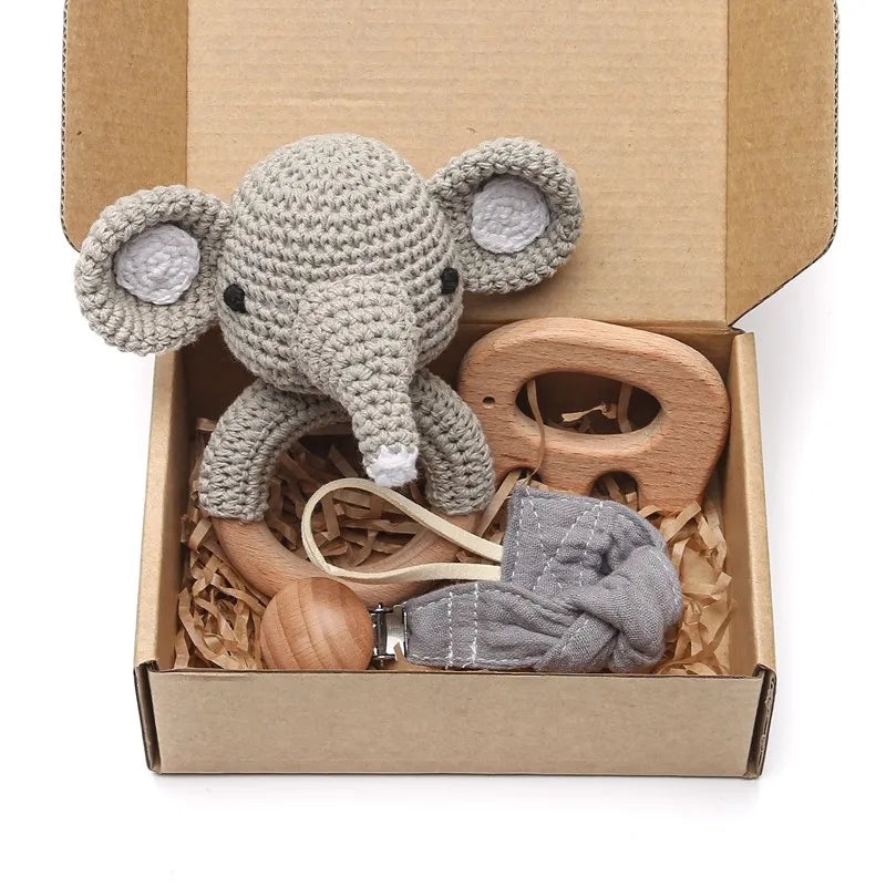Premium Baby Gift Set – Newborn Bath Toy, Drool Towel, Wooden Rattle & More | Perfect for Baby Showers & New Parents