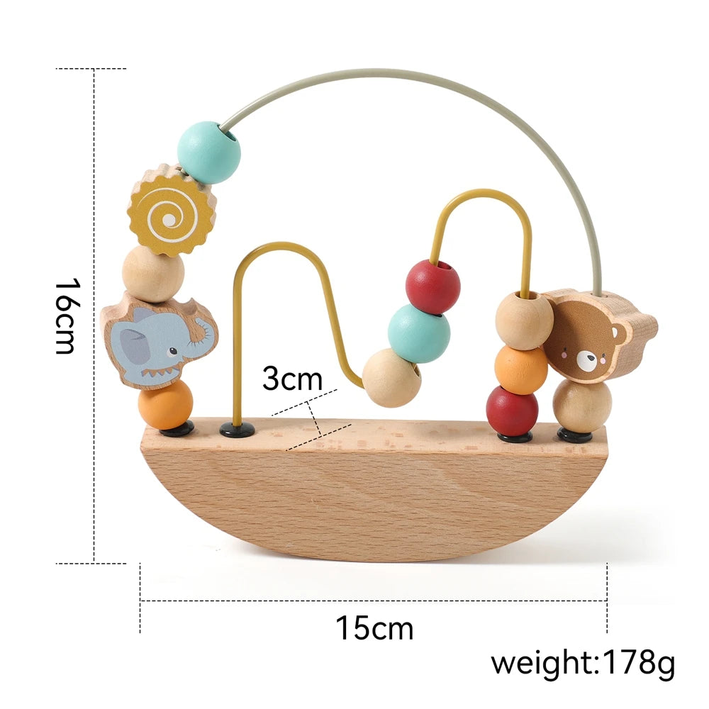 Wooden Montessori Baby Toys – Cartoon Animal Beading & Threading Game for Fine Motor Skills Development