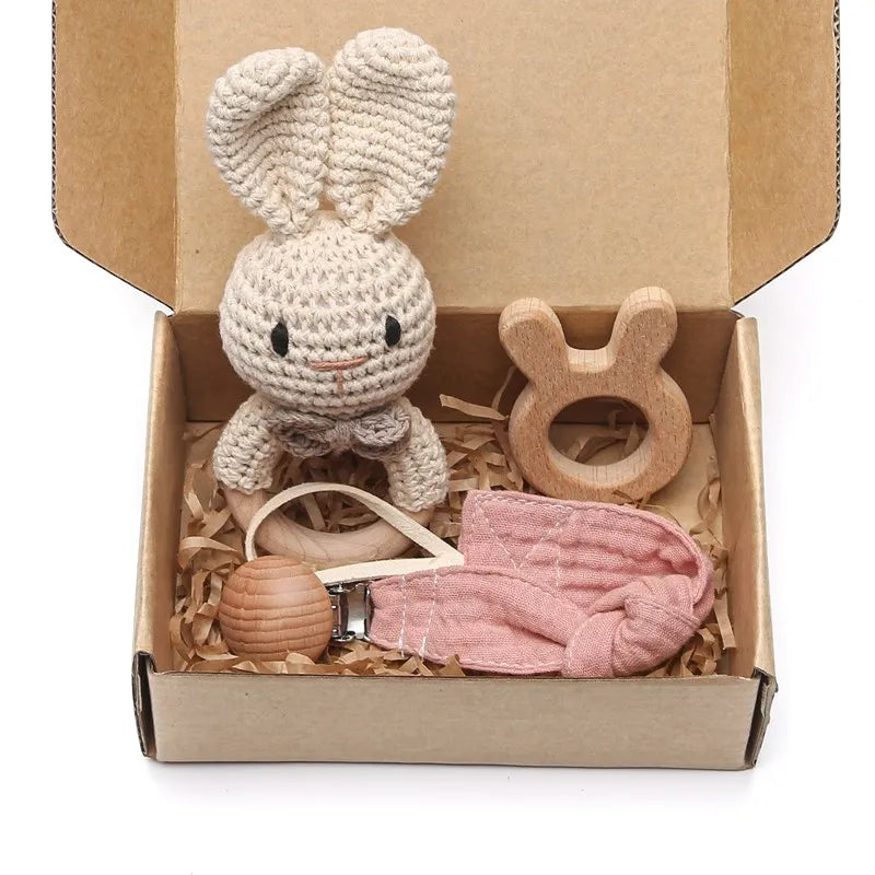 Premium Baby Gift Set – Newborn Bath Toy, Drool Towel, Wooden Rattle & More | Perfect for Baby Showers & New Parents