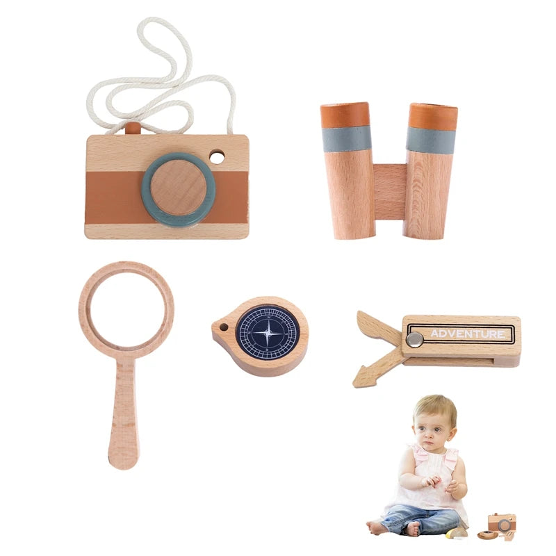 Outdoor Adventure Kit for Kids – 8PCS Nature Exploration Tools with Bug Net, Insect Cage, Wooden Leaf Frame, Magnifying Glass & Compass