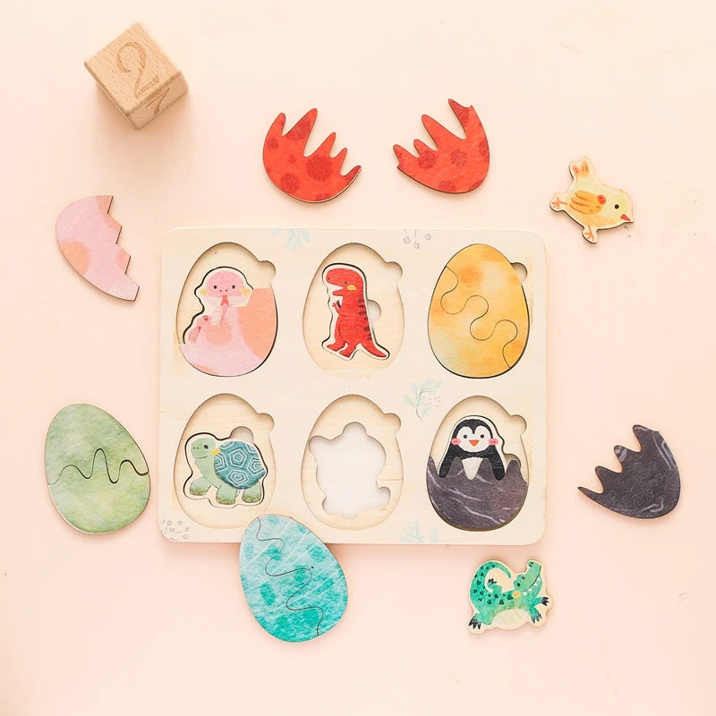 Montessori Wooden Egg & Animal Puzzle – Shape, Color & Sensory Educational Toy for Babies (0-6 Years)