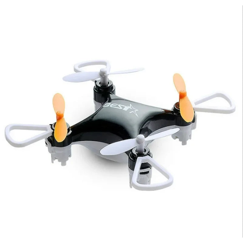Small black mini drone with propellers on a white background