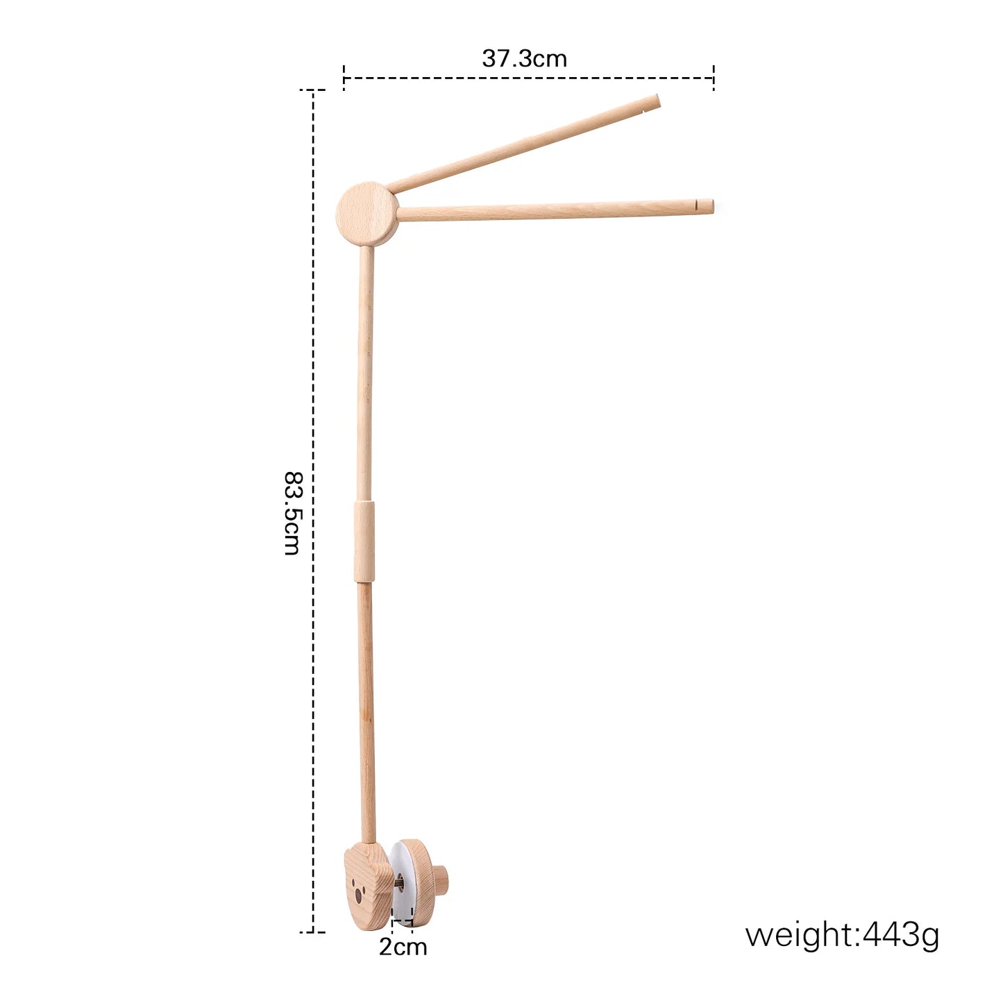 Felt Forest Animal Baby Cot Mobile with Wooden Arm – Natural Wooden Rattle Toy for Newborns