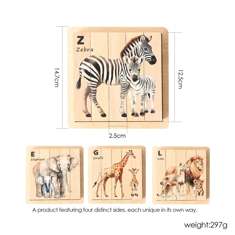 π» Montessori Wooden Rotating 3D Animal Puzzle β Forest Animal Intelligence Toy for Babies & Kids