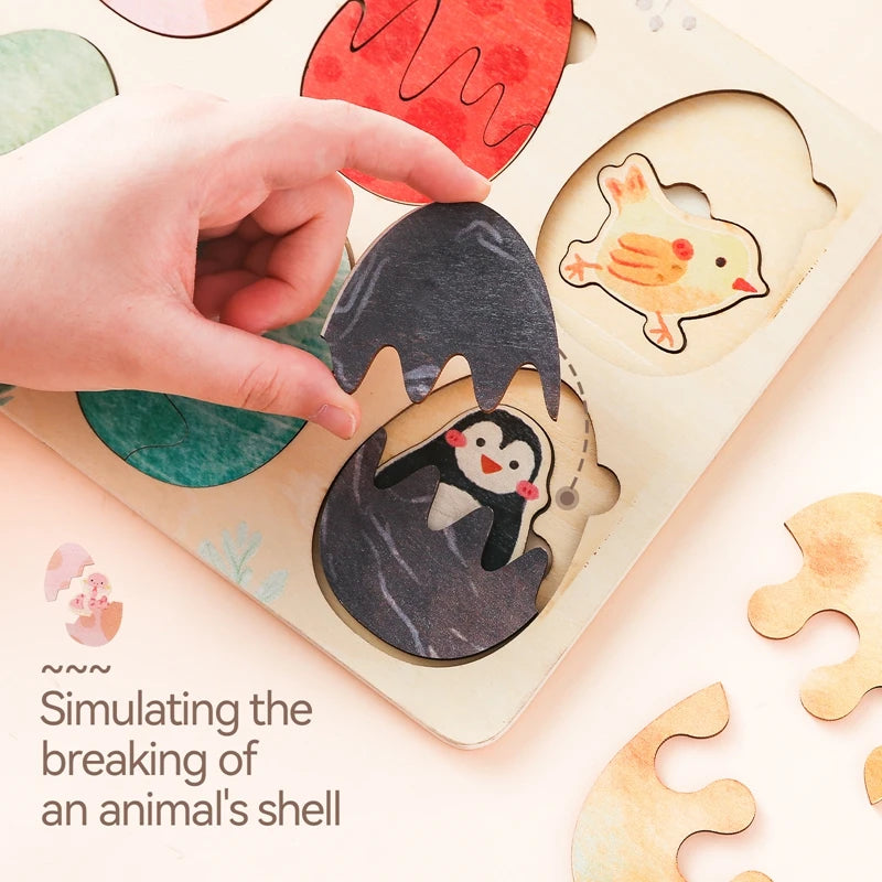 Montessori Wooden Egg & Animal Puzzle – Shape, Color & Sensory Educational Toy for Babies (0-6 Years)