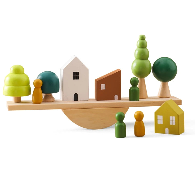 Montessori Forest House Stacking Toys – Wooden Sensory Blocks for Toddlers & Babies