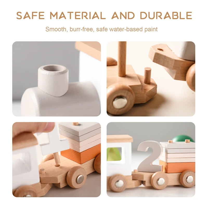 Wooden Montessori Train Set – Educational Birthday Toy for Toddlers & Kids
