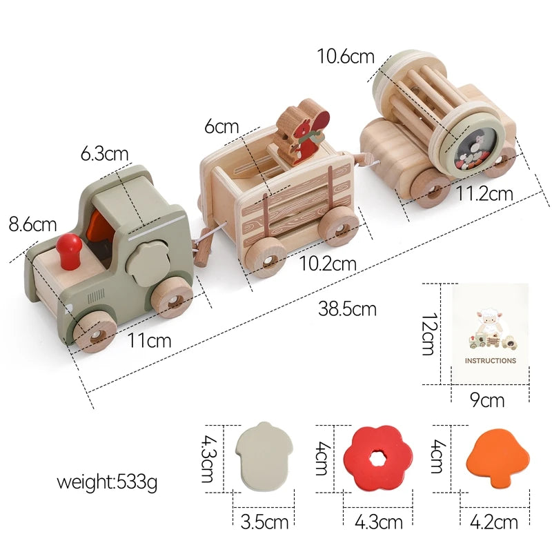 Wooden Montessori Train Set – Educational Birthday Toy for Toddlers & Kids