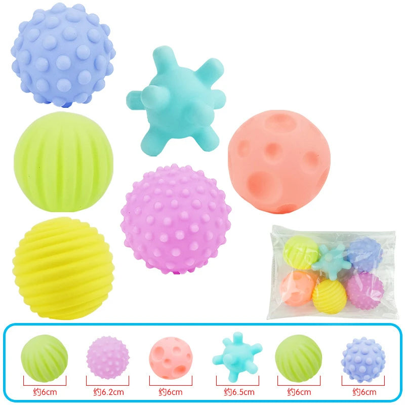 6Pcs Textured Multi Ball Set – Montessori Sensory Balls for Baby Tactile Development & Motor Skills