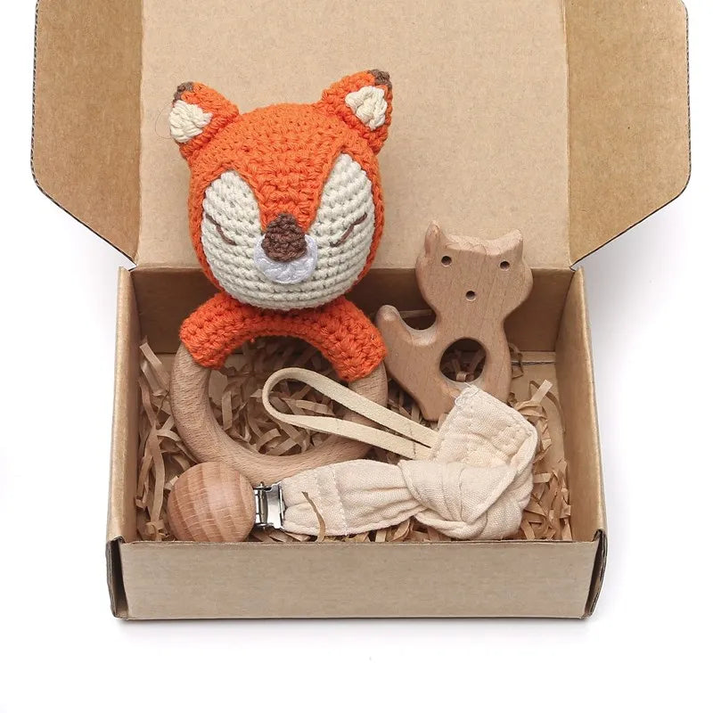 Premium Baby Gift Set – Newborn Bath Toy, Drool Towel, Wooden Rattle & More | Perfect for Baby Showers & New Parents