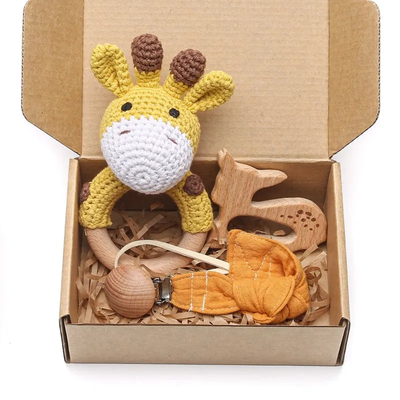 Premium Baby Gift Set – Newborn Bath Toy, Drool Towel, Wooden Rattle & More | Perfect for Baby Showers & New Parents