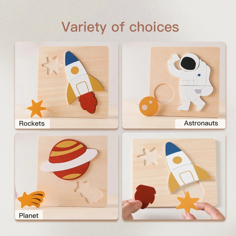 Montessori Wooden Animal Puzzle Set – Baby Educational Toy (0-12 Months & Up)
