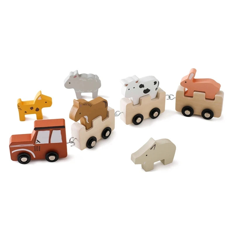 Wooden Montessori Train Set – Educational Birthday Toy for Toddlers & Kids