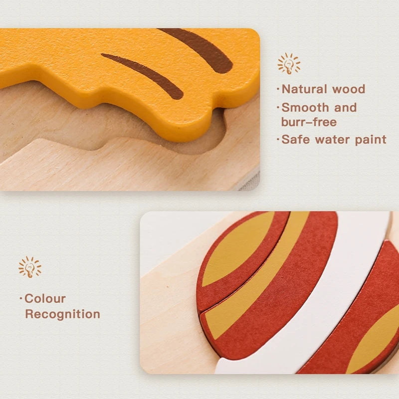 Montessori Wooden Animal Puzzle Set – Baby Educational Toy (0-12 Months & Up)