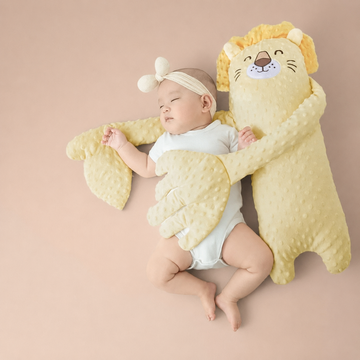 Yellow lion-shaped Soothing Plush Pillow with Gentle Patting