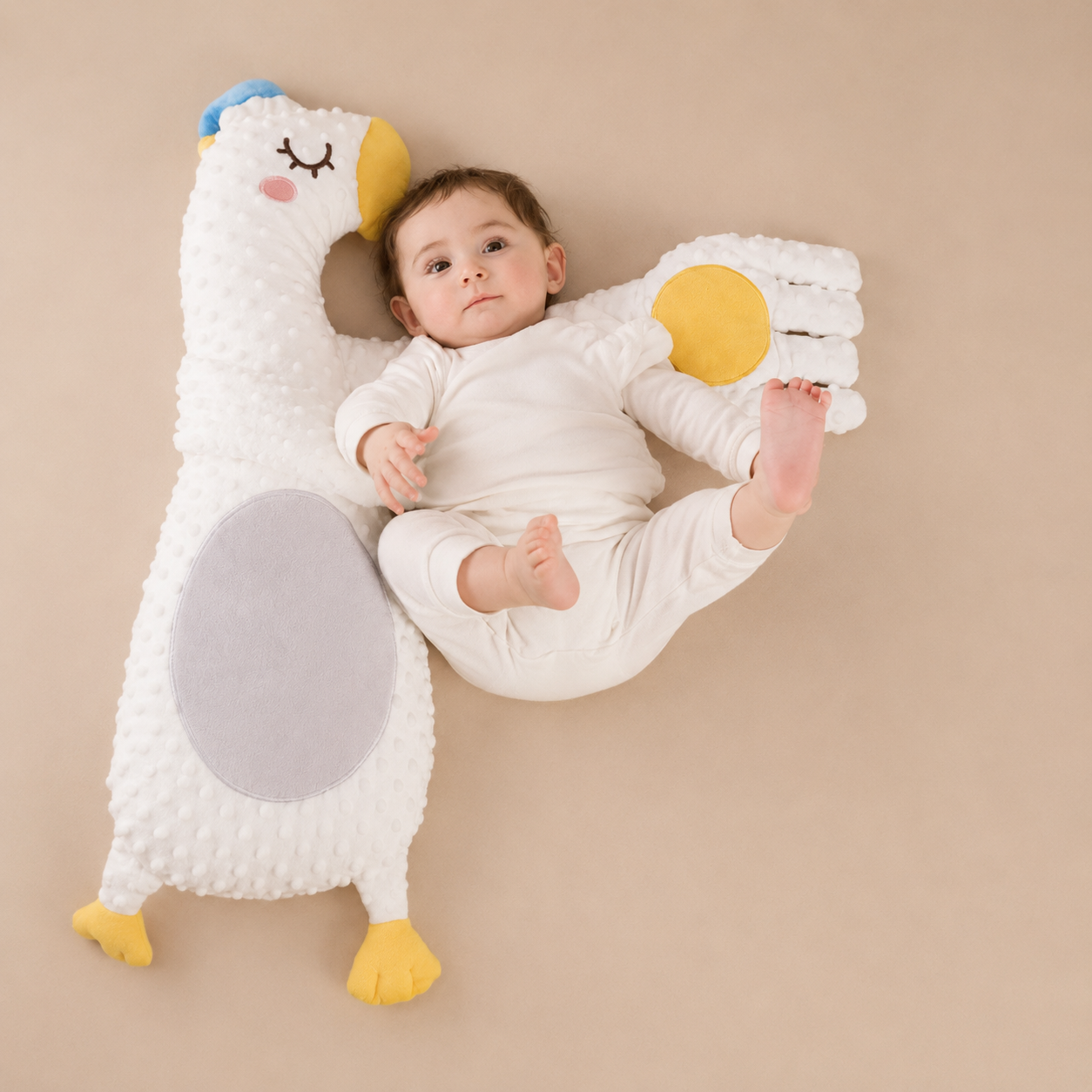 white Llama-shaped Soothing Plush Pillow with Gentle Patting