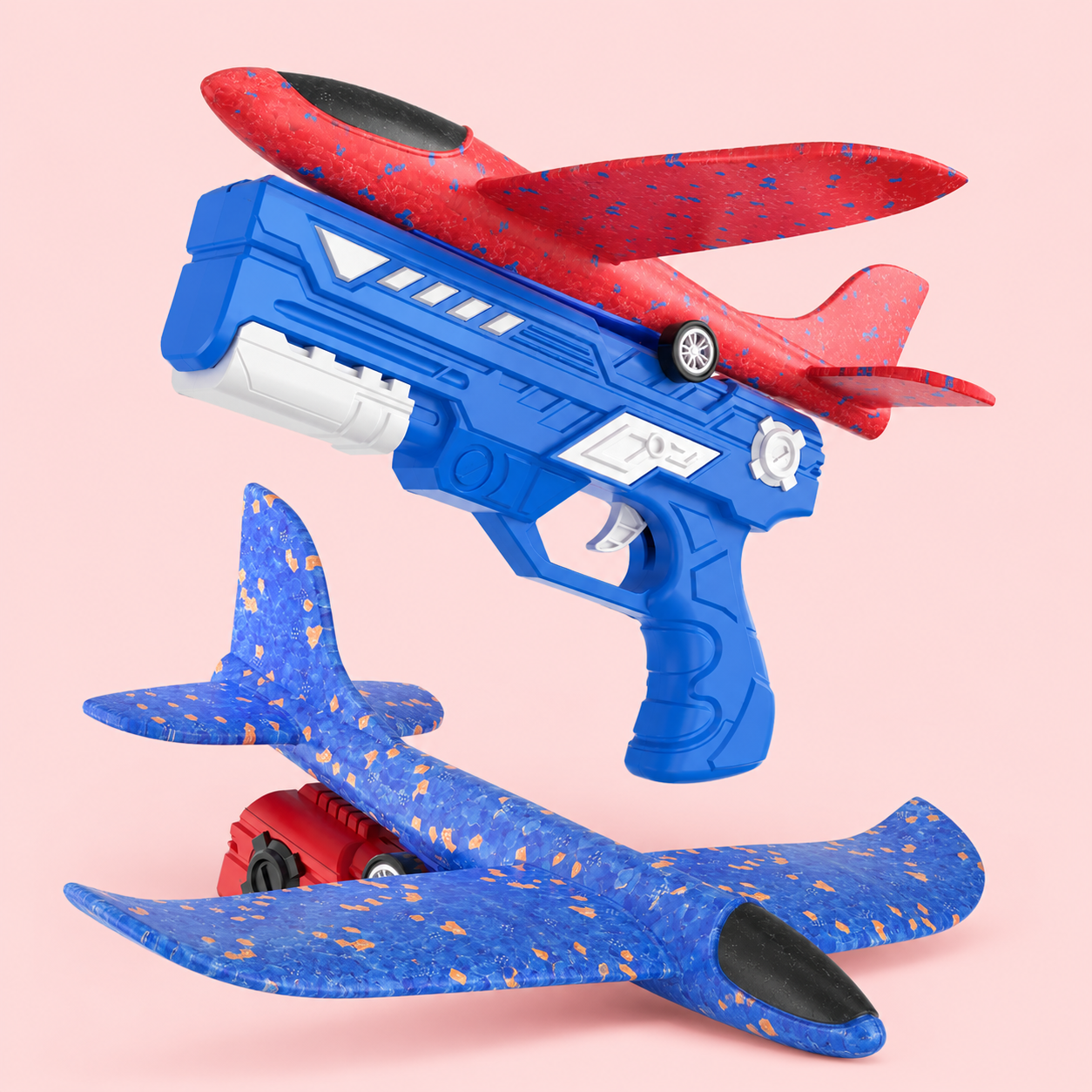 Toy airplane launcher with two foam toy airplanes 