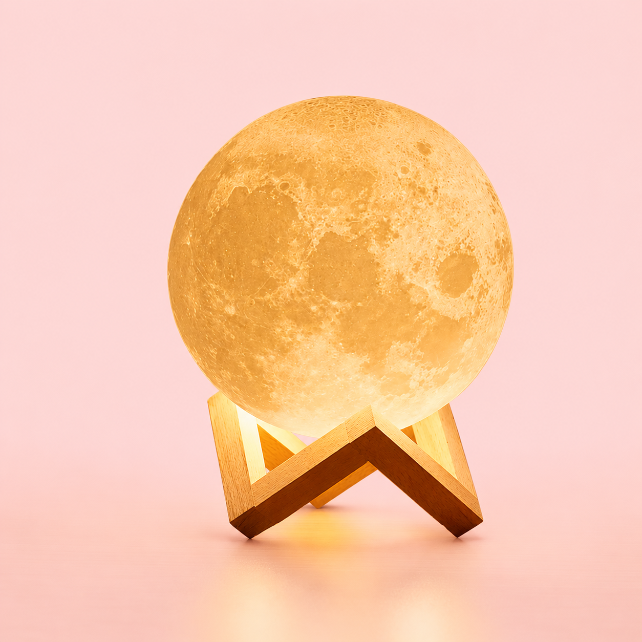 Moon-shaped lamp on a stand