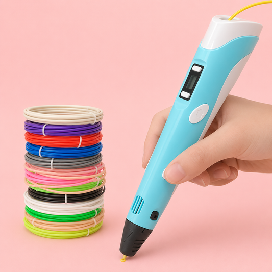 3D printing pen with colorful filament spools