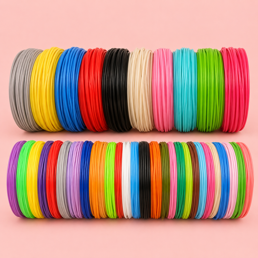 Multicolored 3D printing filament spools.
