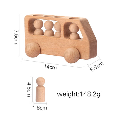 Wooden Montessori Toys for Babies – Beech Wood Hand Cart with 10pcs Peg Dolls | Educational Baby Toys & Nursery Decor Gift Set