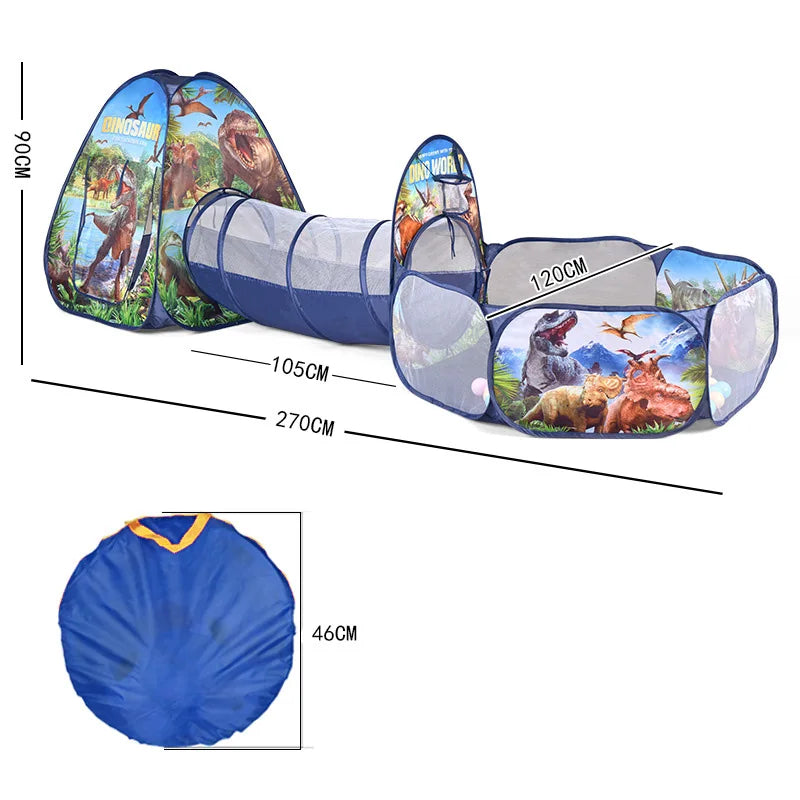 DinosaurTent with ball bit and tunnel for toddlers and preschoolers