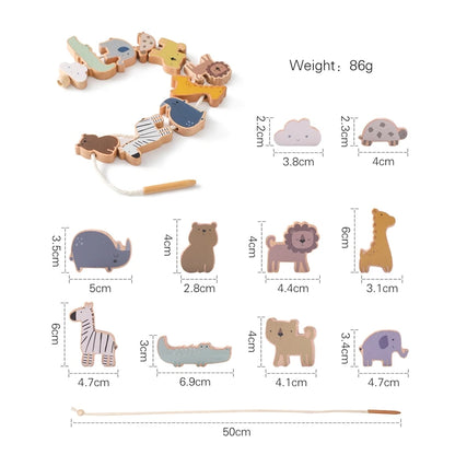Baby Animal Threading & Stacking Toy Set – Wooden Beads & Blocks Game for Toddlers