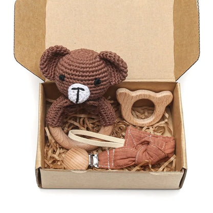 Premium Baby Gift Set – Newborn Bath Toy, Drool Towel, Wooden Rattle & More | Perfect for Baby Showers & New Parents