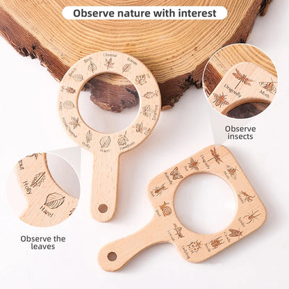Montessori Wooden Magnifying Glass – Outdoor Exploration Toy for Kids