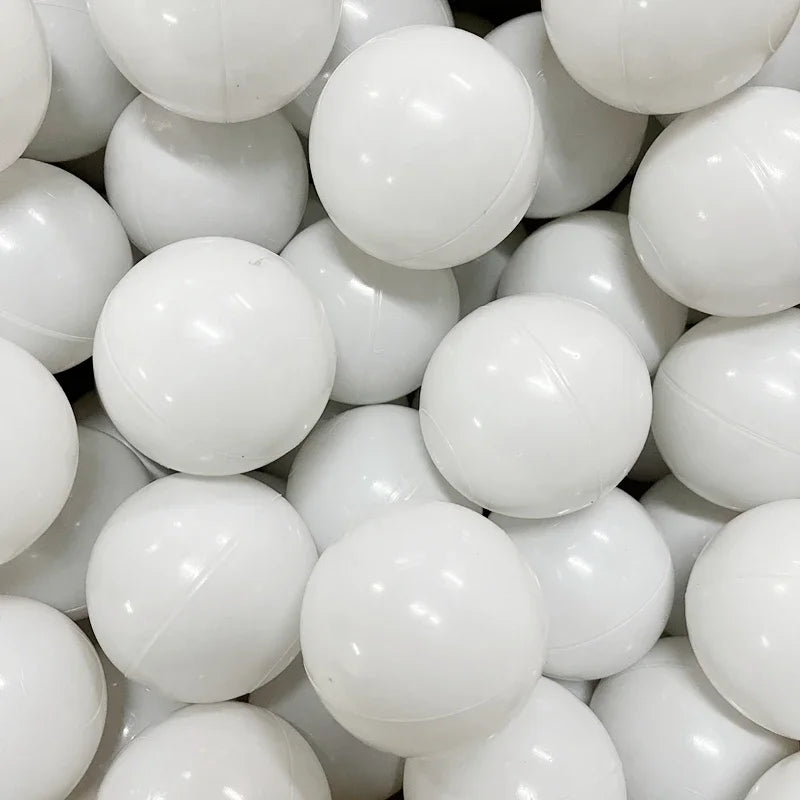 Close-up of a pile of white balls for tent ball pitt