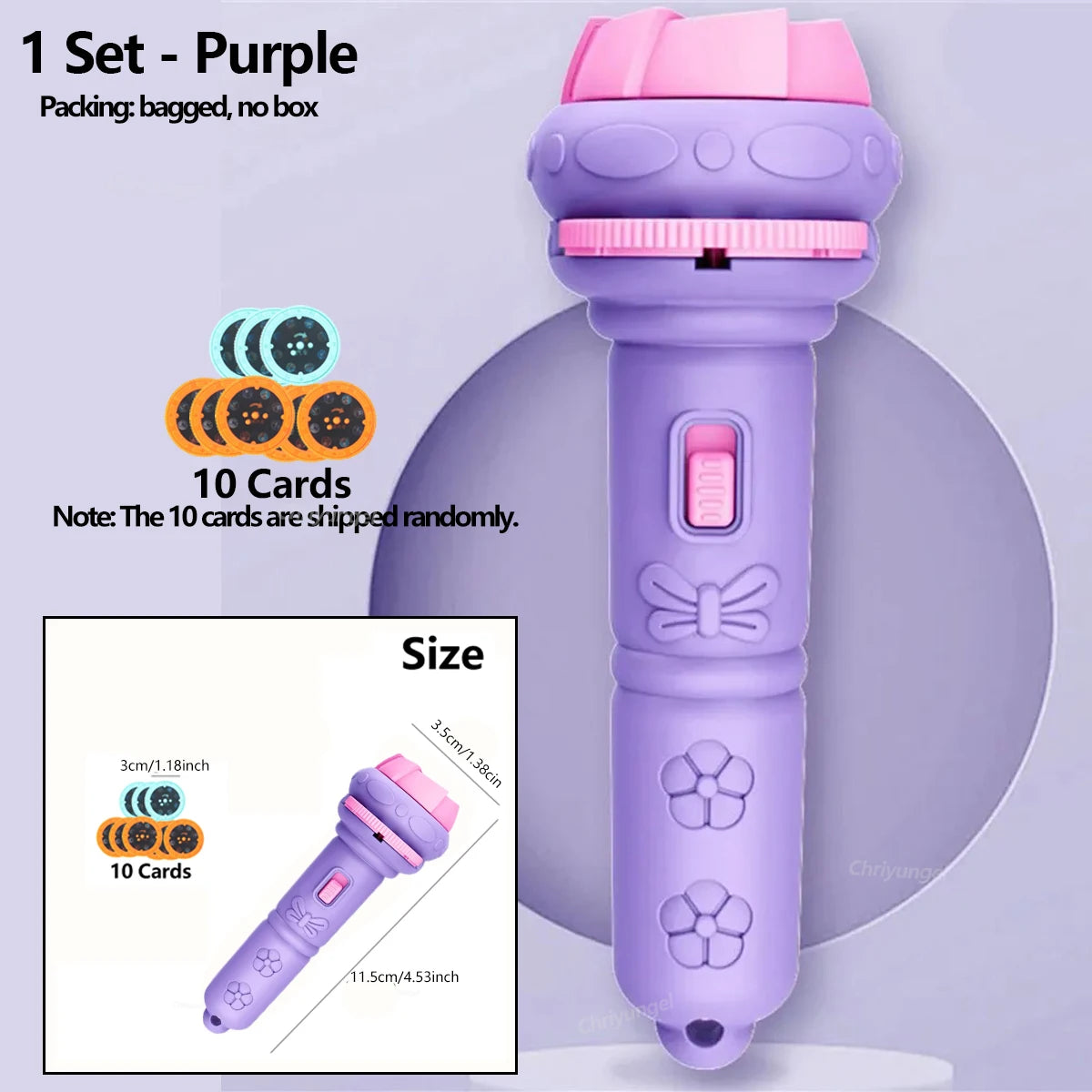 Purple and Pink toy Torch Projector with 10 Projector cards