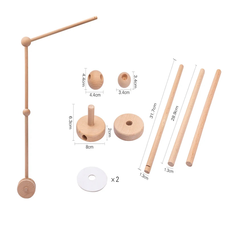Wooden toy structure with measurements on a white background