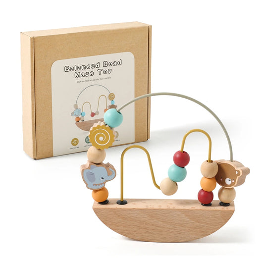 Wooden Montessori Baby Toys – Cartoon Animal Beading & Threading Game for Fine Motor Skills Development