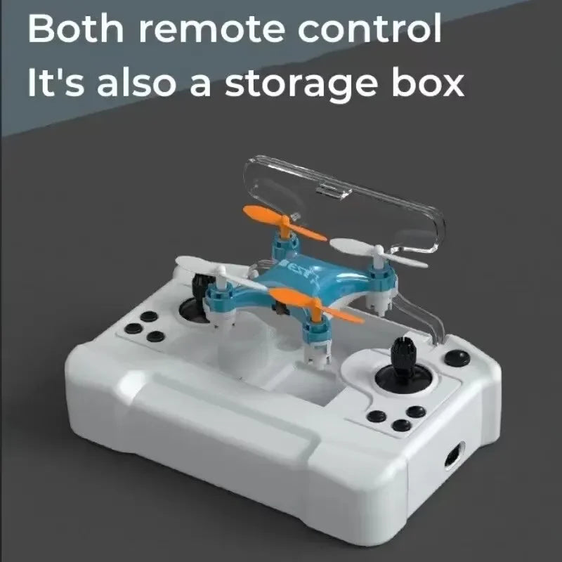 White remote control with a small drone inside on a dark background