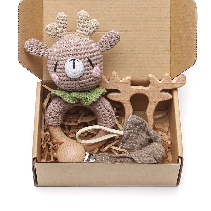 Premium Baby Gift Set – Newborn Bath Toy, Drool Towel, Wooden Rattle & More | Perfect for Baby Showers & New Parents